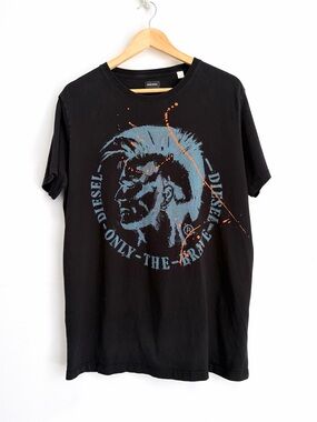 Diesel Y2K Punk Grunge Graphic Tee - Black - Size XL